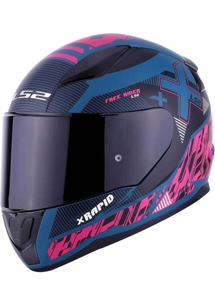 Rapid Xtreet Mat Mavi-Mor Kask Siyah Vizörlü