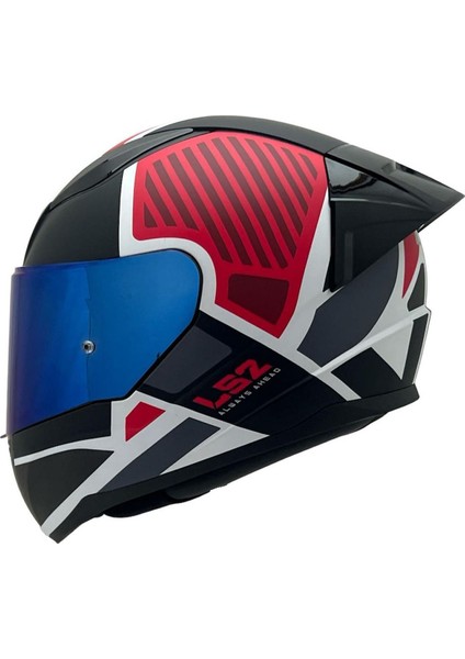 Rapıd 2 Grıd Mat Beyaz-Kırmızı Kask Mavi Cam+Spoiler