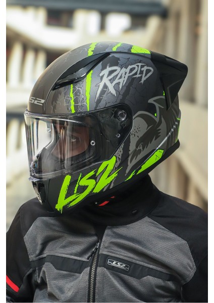 Rapıd Race Raven Mat Siyah-Gri-Neon Sarı Kask modelleri