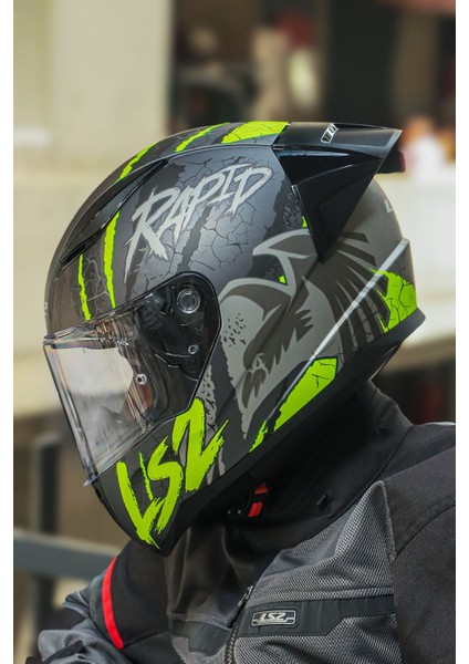 Rapıd Race Raven Mat Siyah-Gri-Neon Sarı Kask indirimleri