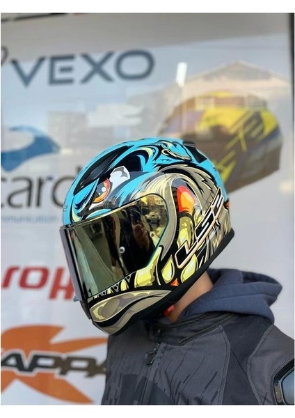 Rapıd 2 Neo Mavi-Mor Kask Gold Vizör -Mtn1