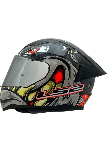 Rapıd 2 Spox Gri-Kırmızı Kask Gri Cam+Spoiler