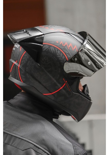 Rapid 2 Race Takaroa Mat Si?yah-Kirmizi Kask