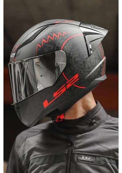 Rapid 2 Race Takaroa Mat Si?yah-Kirmizi Kask