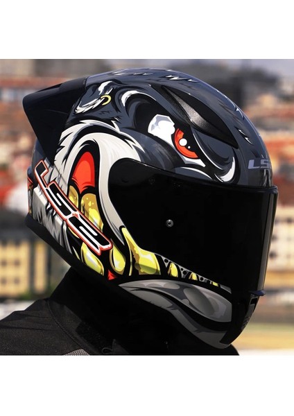 Rapıd 2 Race Spox Gri-Kırmızı Kapalı Motosiklet Kaskı Siyah Camlı