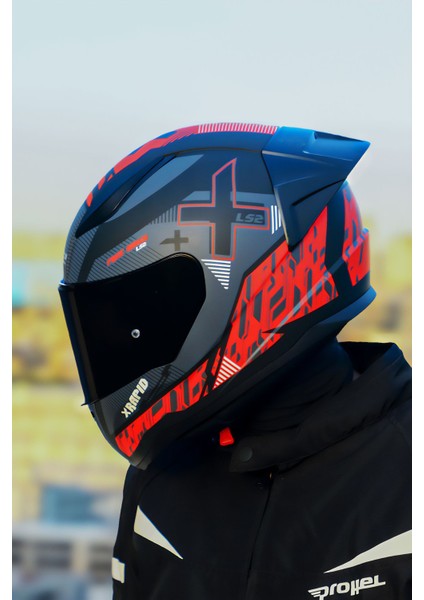 Rapıd 2 Xtreet Mat Siyah-Kırmızı Kask+Spoıler