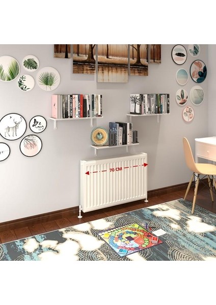 Kenzlife petek üstü raf dresuar golden boy crd 070*24 üçlü kitaplık duvar rafı 070 cm uzunluk