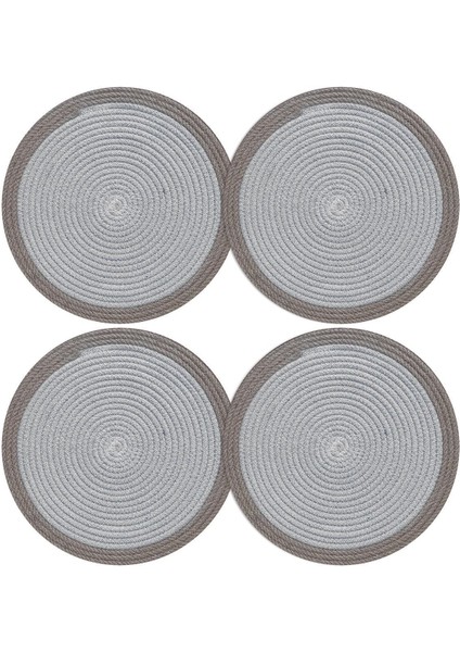 Karnaval Bordürlü Gri Jüt Amerikan Servis 4'lü Örme Hasır Supla modelleri