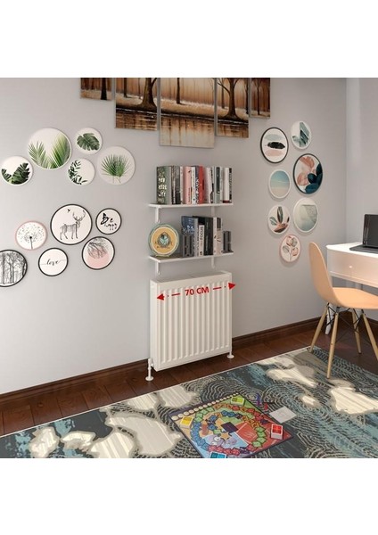 Kenzlife petek üstü raf dresuar golden boy crd 070*24 ikili kitaplık duvar rafı 070 cm uzunluk