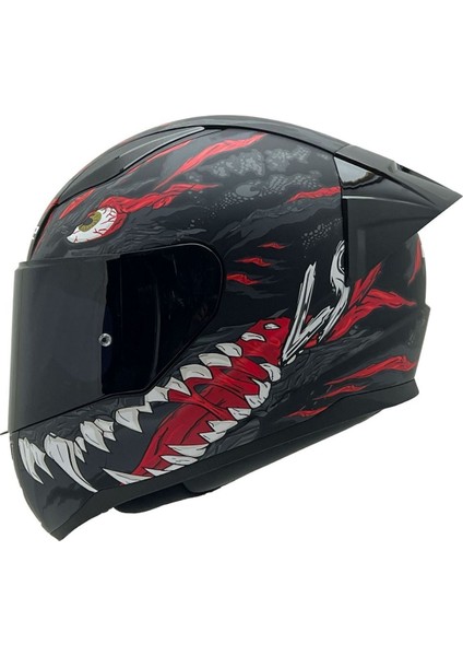 Rapıd 2 Kaıju Mat Siyah-Kırmızı-Beyaz Kask Şeffaf Kask Camı Hediyeli fiyatları