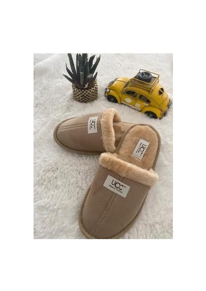 Kadın Kışlık Kürklü Ucc Kapalı Ev Terliği Bej fırsatları