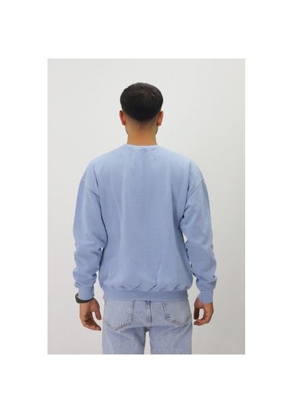 Eskitme Desenli Unisex Sıfır Yaka Sweatshirt modelleri