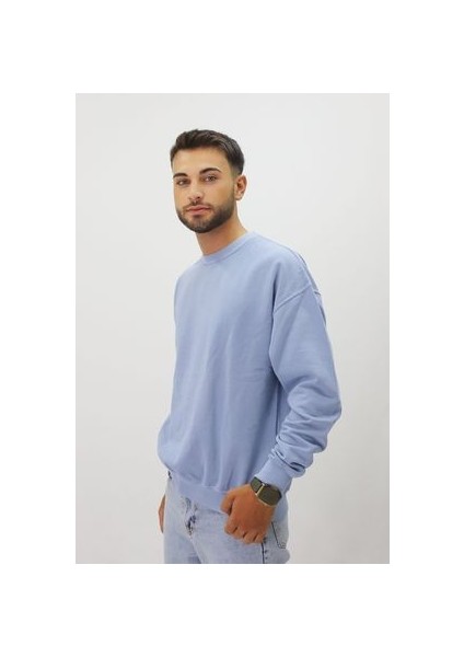 Eskitme Desenli Unisex Sıfır Yaka Sweatshirt fırsatları