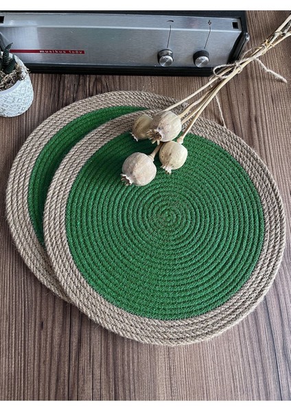 Karnaval Bordürlü Çimen Yeşili Jüt Amerikan Servis 4'lü Örme Hasır Supla fiyatları