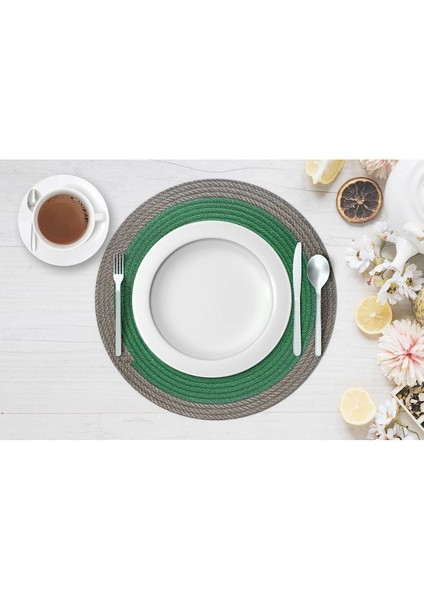 Karnaval Bordürlü Çimen Yeşili Jüt Amerikan Servis 4'lü Örme Hasır Supla indirimleri