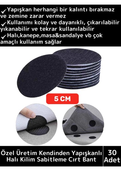 Özel Kendinden Yapışkanlı Yıkanabilir Tekrar Kullanılabilir Halı Kilim Kaydırmaz Cırt Bant 30 Adet