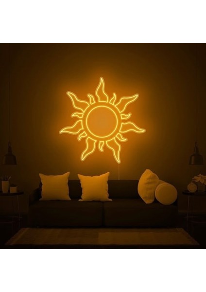 Neon LED Tabela Dekoratif Aydınlatma -Güneş, 60X60CM-