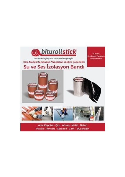 1.5 mm 30 cm Kırmızı 10MT. - Yapışkanlı Su Yalıtımı ve Ses Yalıtım Bandı