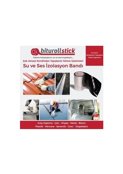 1.5 mm 30 cm Kırmızı 10MT. - Yapışkanlı Su Yalıtımı ve Ses Yalıtım Bandı