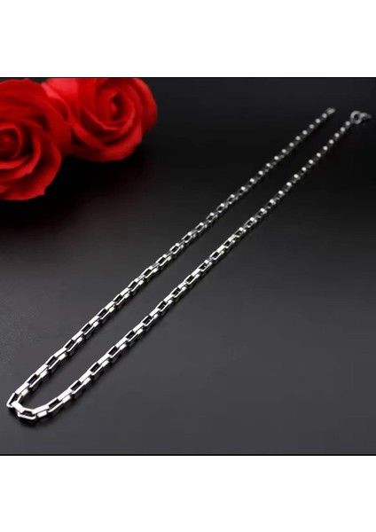 Dikdörtgen Çelik Gümüş Renk Ünisex Kolye modelleri