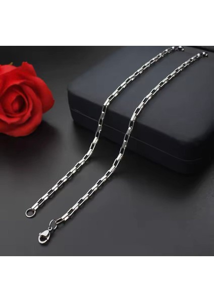 Dikdörtgen Çelik Gümüş Renk Ünisex Kolye fırsatları