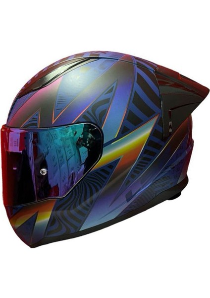 Rapıd 2 Race Optık Mat Mavi-Mor Kask++Spoiler-Set