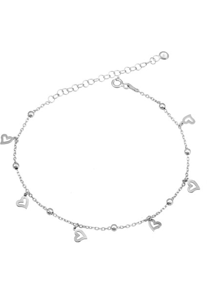 Kalp Figürlü Clasical Sallantılı Gümüş Kadın Ayak Halhal