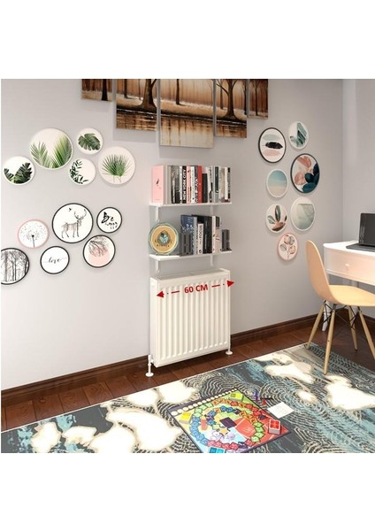 Kenzlife petek üstü raf dresuar golden boy byz 060*24 ikili kitaplık duvar rafı 060 cm uzunluk