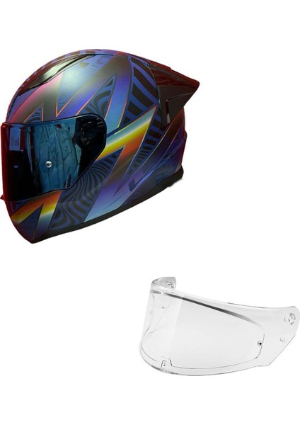 Rapıd 2 Race Optık Mat Mavi-Mor Kask++Spoiler-Set