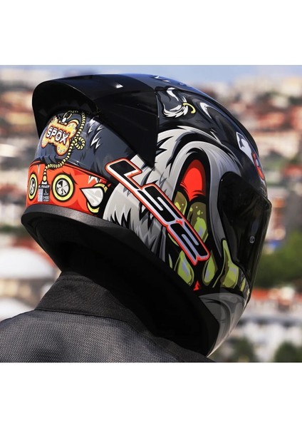 Rapıd 2 Race Spox Gri-Kırmızı Kapalı Motosiklet Kaskı Siyah Camlı modelleri