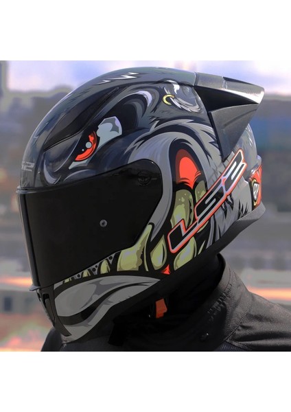 Rapıd 2 Race Spox Gri-Kırmızı Kapalı Motosiklet Kaskı Siyah Camlı indirimleri