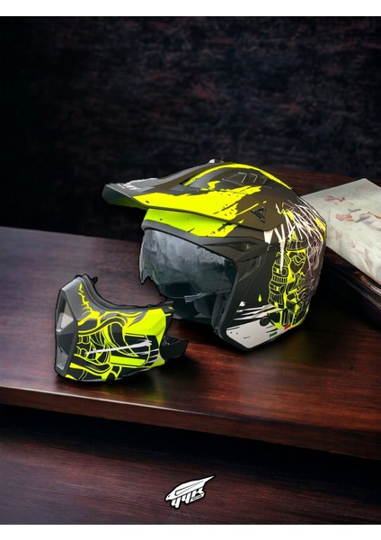 X1-X Seul Matt Warrior Black Yellow White Moduler Kask