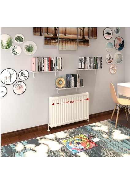 Kenzlife petek üstü raf dresuar golden boy crd 040*24 üçlü kitaplık duvar rafı 040 cm uzunluk