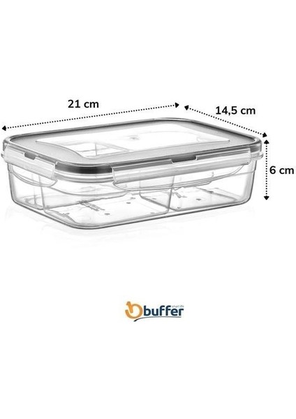 Buffer® 4 Bölmeli Sızdırmaz Contalı Kilitli Kapaklı 1 Litre Erzak Saklama Kabı -LC520