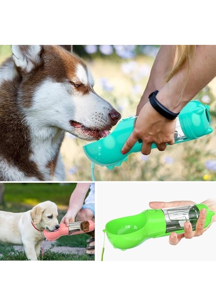 Buffer® Taşınabilir Hazneli Mama Kaplı ,kaka Poşetli Kedi,köpek SULUĞU-300ML