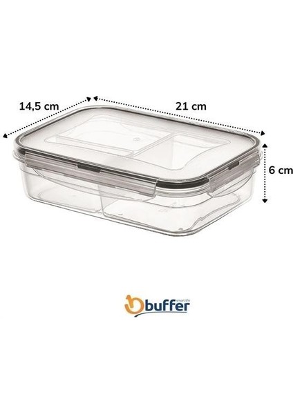 Buffer® 3 Bölmeli Kilitli Kapaklı 1 Litre Erzak Saklama Kabı LC-510