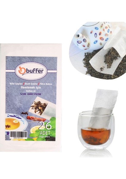 Buffer® 26 Adet Pratik Kullan At Çay,bitki Çayı,filtre Kahve Demleme Poşeti Süzgeci