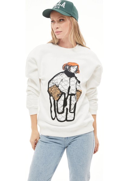 Kadın Yeni Sezon 3 Iplik Marka Muadili Baskılı Sweatshirt