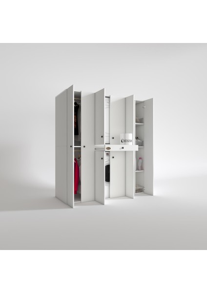 Kenzlife çamaşır-kurutma makinesi dolabı ve giysi dolabı çekmeceli ebuzermdf sağ raf byz 187*160*60 % 100 FULL MDF
