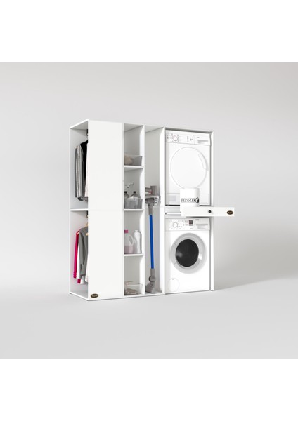 Kenzlife çamaşır-kurutma makinesi dolabı ve giysi dolabı çekmeceli attarmdf sol byz 187*160*60 % 100 FULL MDF fiyatları