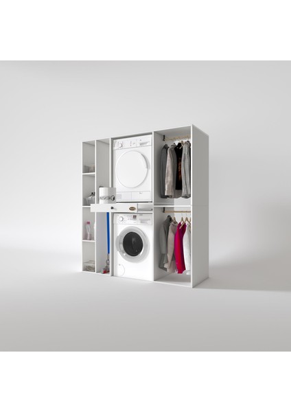 Kenzlife çamaşır-kurutma makinesi dolabı ve giysi dolabı çekmeceli hattab sol raf byz 187*160*60 banyo fiyatları