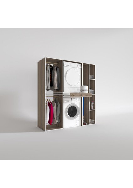Kenzlife çamaşır-kurutma makinesi dolabı ve giysi dolabı çekmeceli hattab sağ raf crd 187*160*60 banyo fiyatları