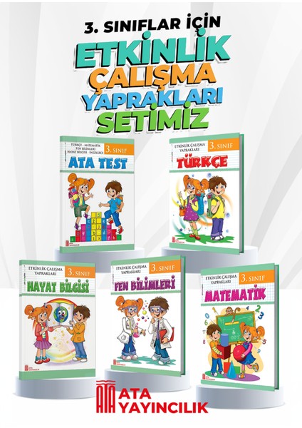 3. Sınıf Etkinlik Çalışma Yaprakları 5'li Set (Türkçe-Matematik-F