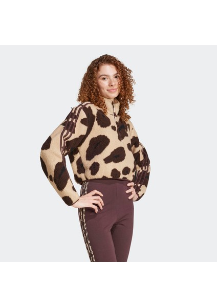 Essentials Animal Prints Kadın Polar Sweatshirt (IX3719) modelleri