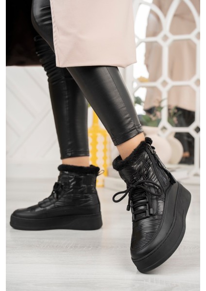 Violetta Su Geçirmez Kürklü Fermuarlı Kadın Kar Bott modelleri