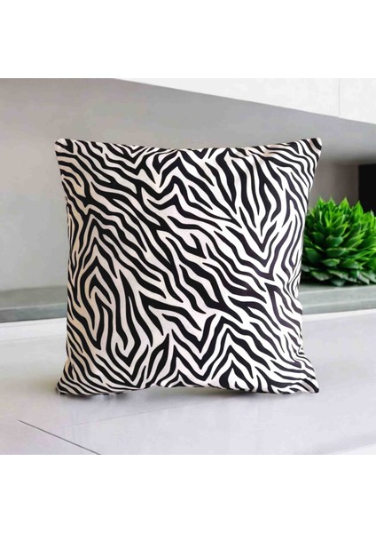 Zebra Desenli Modern Kırlent Kılıfı 40×40 Gizli Fermuarlı