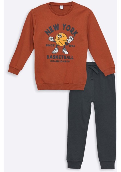 Lcw Kids Bisiklet Yaka Erkek Bebek Sweatshirt ve Eşofman Alt 2'li