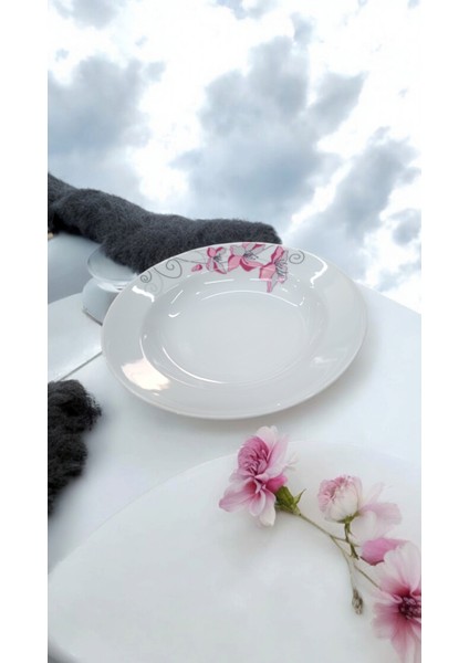 Evmutfak Güral Porselen 6 Adet Eda Model 19 cm Çukur Yemek Tabağı 2448