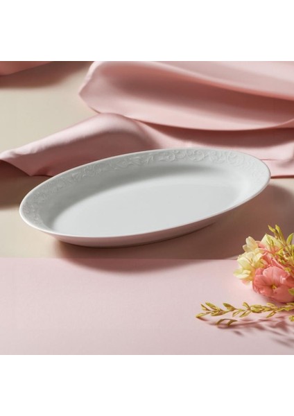 Evmutfak Güral Porselen Bahar Dalı 2 Adet 25 cm Kayık Tabak