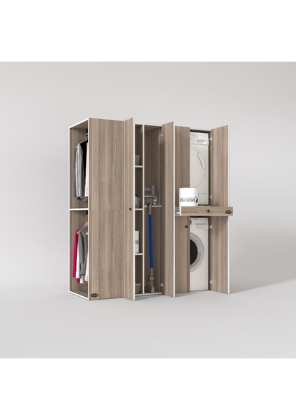 Kenzlife çamaşır-kurutma makinesi dolabı ve giysi dolabı çekmeceli eşari sol crd 187*160*60 banyo fiyatları